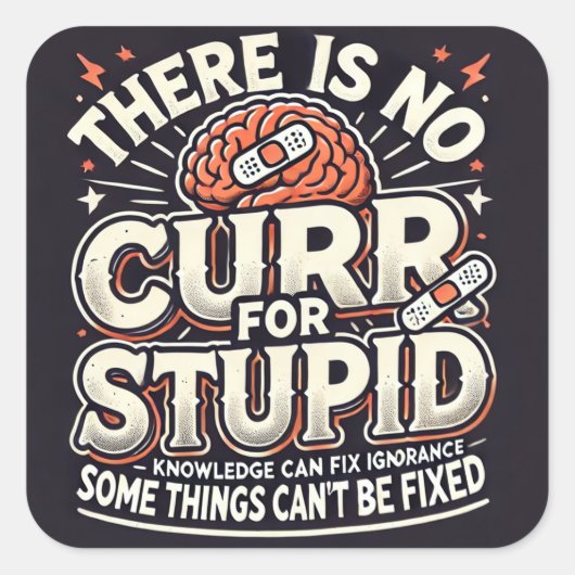 keine Heilung für Dummkopf Quadratischer Aufkleber (Vorderseite)