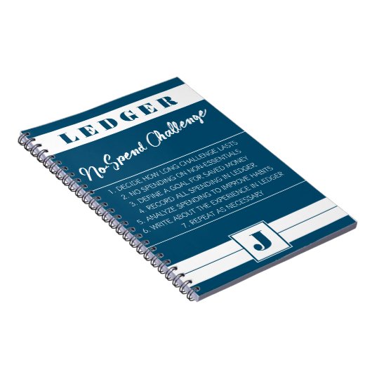 Keine Herausforderung Ledger Blue & White Initial Notizblock (Rechte Seite)