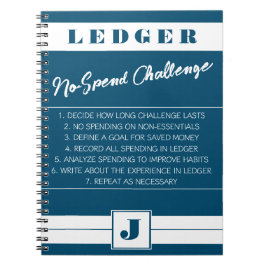 Keine Herausforderung Ledger Blue & White Initial Notizblock