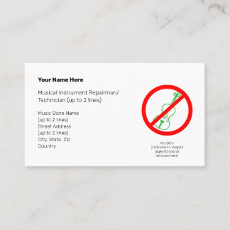 Keine Instrumentalobjekte Grüne Violine II Weiß Visitenkarte