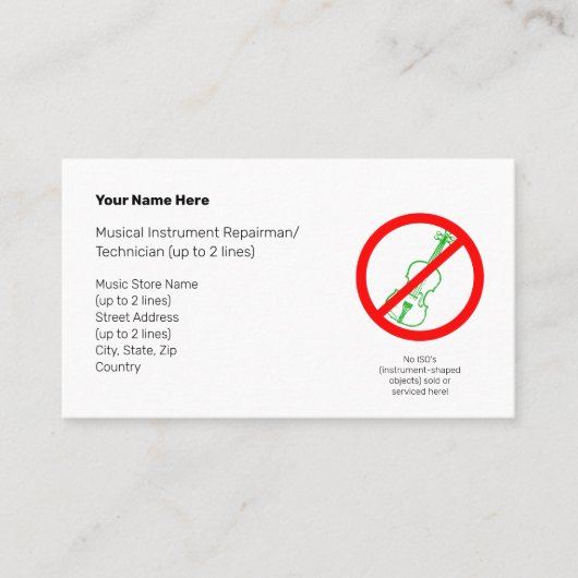 Keine Instrumentalobjekte Grüne Violine II Weiß Visitenkarte (Vorderseite)