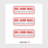 Keine Junk-E-Mail außer Pizza-Gutscheine x 3 Vinyl Aufkleber (Blatt)