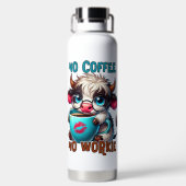 Keine Kaffee, keine Arbeit Trinkflasche (Rückseite)