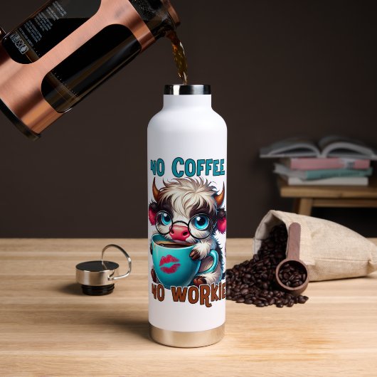 Keine Kaffee, keine Arbeit Trinkflasche (Kaffee (gedreht))