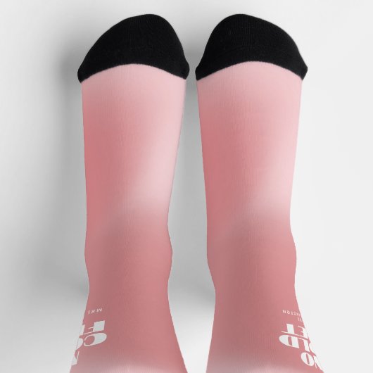 Keine kalte Füße Funny Pink Gradient Custom Bridal Socken (Oben)