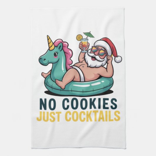 Keine Kekse nur Cocktails Weihnachten Geschirrtuch (Vertikal)