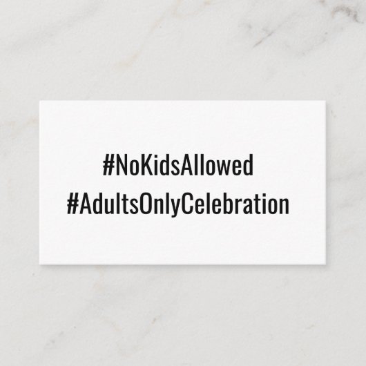 Keine KIDS Hochzeit 💍 Minimalistisches Elegant Begleitkarte (Vorderseite)