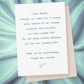 Keine Kinderhochzeit oder Empfang Begleitkarte