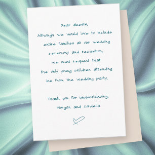 Keine Kinderhochzeit oder Empfang Begleitkarte