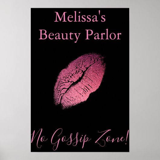 Keine Klatschzone Rosa Lippen auf schwarzem Hinter Poster (Vorne)