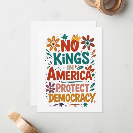 Keine Könige in Amerika Amerikanische Demokratie Mitteilungskarte (Vorderseite/Rückseite Beispiel)
