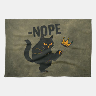 Keine Könige in Amerika Black Cat Funny Kicking Cr Geschirrtuch