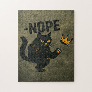 Keine Könige in Amerika Black Cat Funny Kicking Cr Puzzle