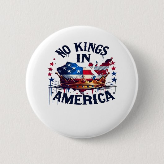 Keine Könige In Amerika Klassisch Retro Cool Button (Vorderseite)