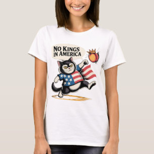 Keine Könige in Amerika Patriotische Katze T-Shirt