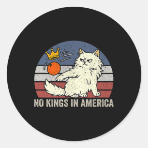 Keine Könige in Amerika Schwarze Katze Politische Runder Aufkleber