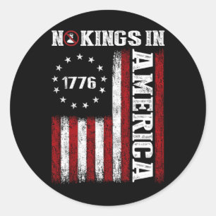 Keine Könige in Amerika seit 1776 Shirt US-Flaggen Runder Aufkleber