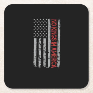 Keine Könige in Amerika US-Flagge im Vintage-Retro Rechteckiger Pappuntersetzer
