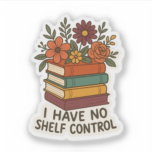 Keine Kontrolle, floraler Buchstapel Aufkleber (Vorderseite)