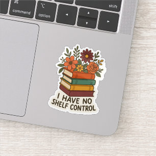 Keine Kontrolle, floraler Buchstapel Aufkleber