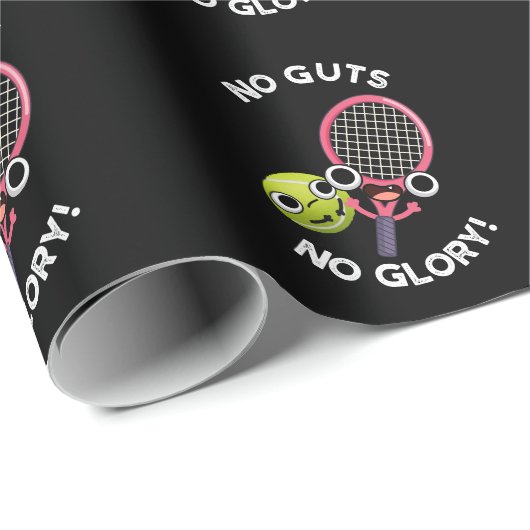 Keine Leute ohne Ruhm Funny Tennis Pun Dark BG Geschenkpapier (Rolleneckpunkt)