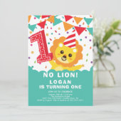 Keine Lion 1. Geburtstag Einladung (Stehend Vorderseite)