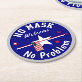 Keine Maske Kein Problem jubeln Runder Pappuntersetzer (Angewinkelt)