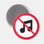 Keine Musik | Red Circle Sign | Magnet (Vorderseite/Rückseite)