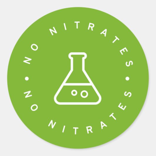 Keine Nitrate Runder Aufkleber (Vorderseite)