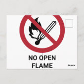 Keine offene Flamme, Verbotszeichen Postkarte (Rückseite)