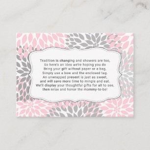 Keine Packung Babyduschkarte, Mädchen in Rosa Blum Begleitkarte