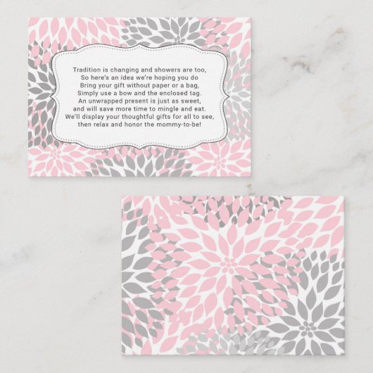 Keine Packung Babyduschkarte, Mädchen in Rosa Blum Begleitkarte (Vorne/Hinten)