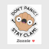 Keine Panik Bleibe Clam Funny Animal Pun Aufkleber (Blatt)
