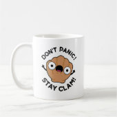 Keine Panik Bleibe Clam Funny Animal Pun Kaffeetasse (Links)