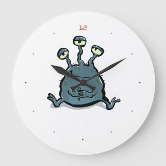 Keine Panik (dreifache mit Augen Alien) Große Wanduhr