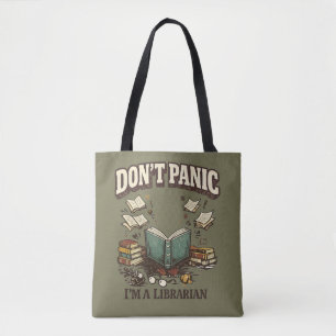 Keine Panik, ich bin Bibliothekar - Vintage-Buch-D Tasche