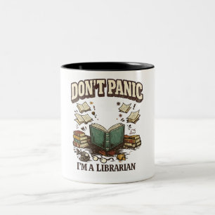 Keine Panik, ich bin Bibliothekar - Vintage-Buch-D Zweifarbige Tasse