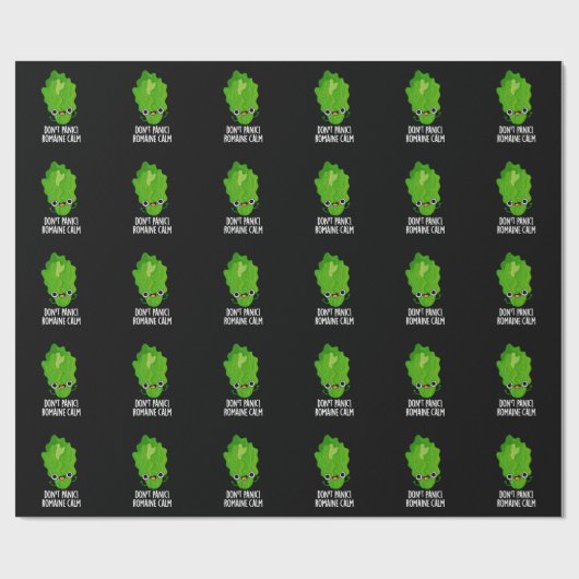 Keine Panik Romaine Calm Funny Veggie Pun Dark BG Geschenkpapier (Flach)