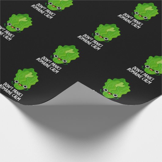 Keine Panik Romaine Calm Funny Veggie Pun Dark BG Geschenkpapier (Ecke)