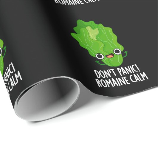 Keine Panik Romaine Calm Funny Veggie Pun Dark BG Geschenkpapier (Rolleneckpunkt)