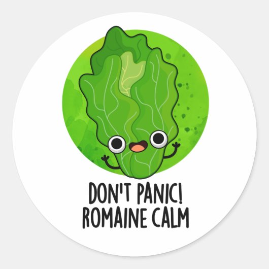 Keine Panik Romaine Calm Funny Veggie Pun Runder Aufkleber (Vorderseite)