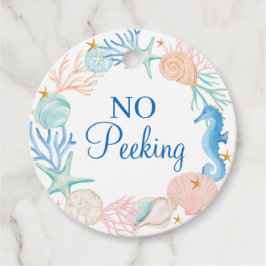 Keine Peeking Ocean Watercolor Seashell Kranz Geschenkanhänger