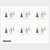 Keine Peeking Watercolor Weihnachtsbaumen Runder Aufkleber (Blatt)