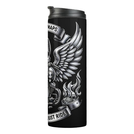 Keine Pläne keine Karten keine Regeln nur fahren E Thermosbecher (Nach rechts gedreht)