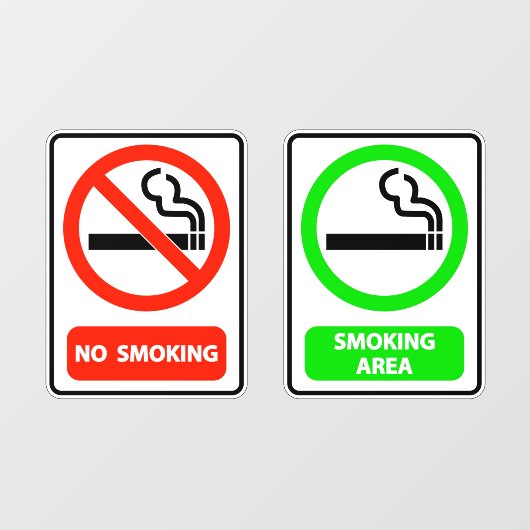 Keine Raucher- und Rauchzone Fensteraufkleber (Blatt)