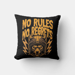 Keine Regeln kein Bedauern - Wolf Biker Graphic Kissen