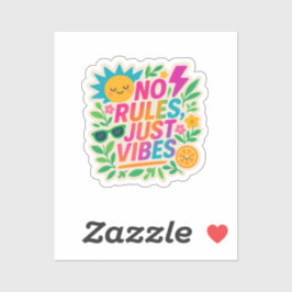 Keine Regeln nur für Vibes - Neon Gradient Kawaii- Aufkleber