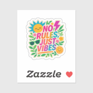 Keine Regeln nur für Vibes - Neon Gradient Kawaii- Aufkleber