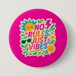Keine Regeln nur für Vibes - Neon Gradient Kawaii- Button