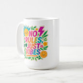 Keine Regeln nur für Vibes - Neon Gradient Kawaii- Kaffeetasse (Vorderseite Links)